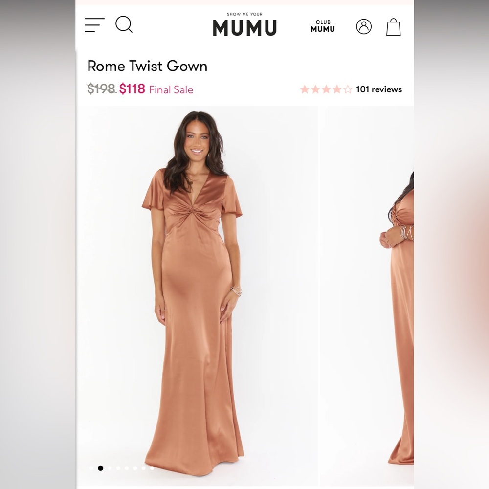 Show Me Your MuMu Rome Twist Dress in Copper Luxe Satin Gown
